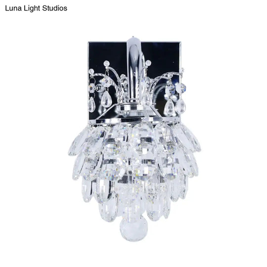 Modern Led Bedside Sconce Lamp With Crystal Artichoke Design In Chrome