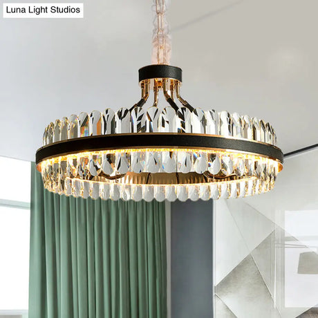 Modern Led Black Crystal Chandelier For Living Room - Stylish Pendant Lighting Fixture