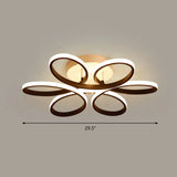 Modern Led Black Floral Metal Flush Light For Bedroom Ceiling / 29.5’ Natural