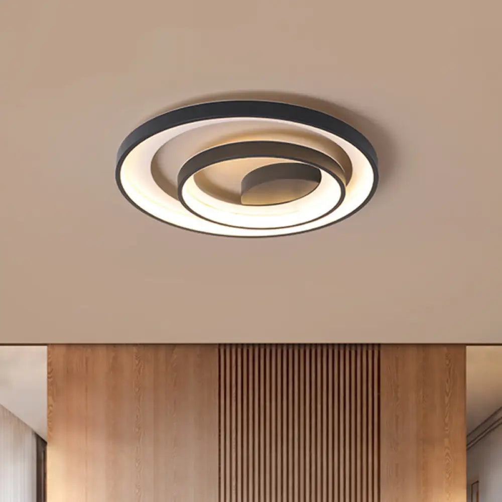 Modern Led Black Flush Ceiling Light With Metal Shade – Warm/White 16.5’/20.5’ Dia / 16.5’ White