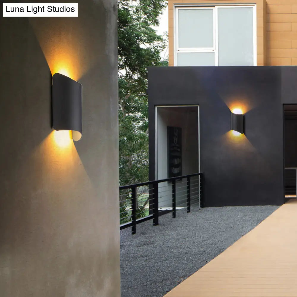 Modern Led Black Wall Sconce Lamp With Metal Shade For Yard