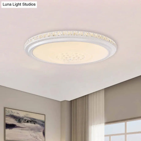 Modern Led Ceiling Flush Light With Crystal Detail White Warm/White 12’/16’/19.5’ Dia.