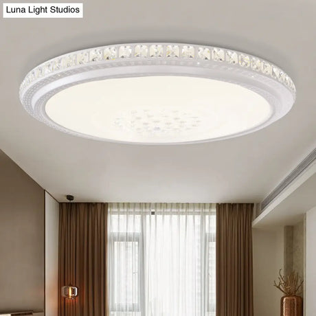 Modern Led Ceiling Flush Light With Crystal Detail White Warm/White 12’/16’/19.5’ Dia.