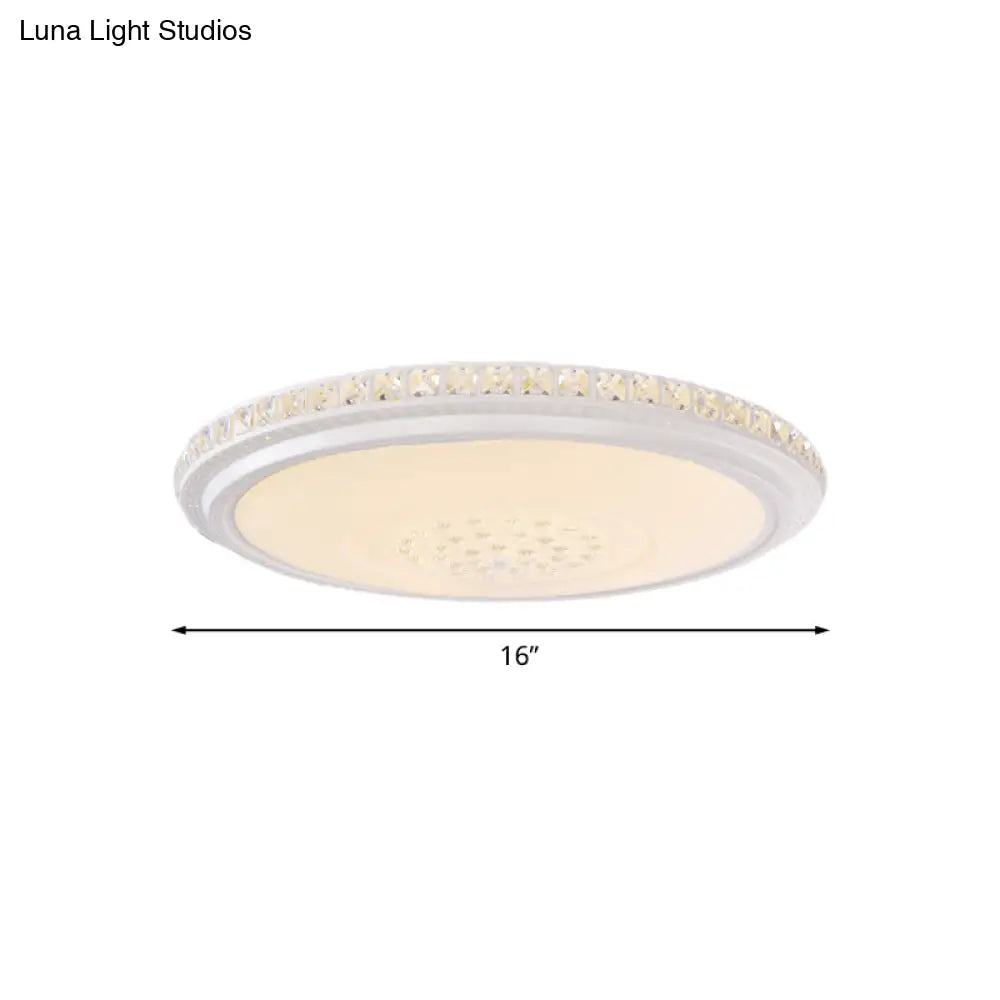 Modern Led Ceiling Flush Light With Crystal Detail White Warm/White 12’/16’/19.5’ Dia.