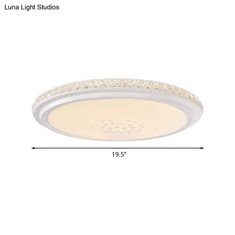 Modern Led Ceiling Flush Light With Crystal Detail White Warm/White 12’/16’/19.5’ Dia.