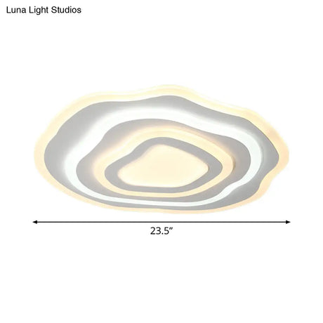 Modern Led Ceiling Lamp: 19.5’/23.5’ Wide Acrylic White Flush Mount With Warm/White Light For Lounge