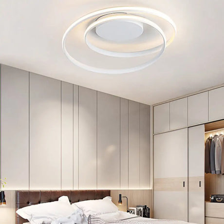 Modern Led Ceiling Lamp For Kid’s Bedroom & Hallway - Acrylic Strap Circle Mount White / Warm
