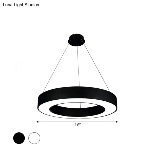 Modern Led Ceiling Lamp With Halo Ring Pendant Lighting In Black/White Acrylic Shade