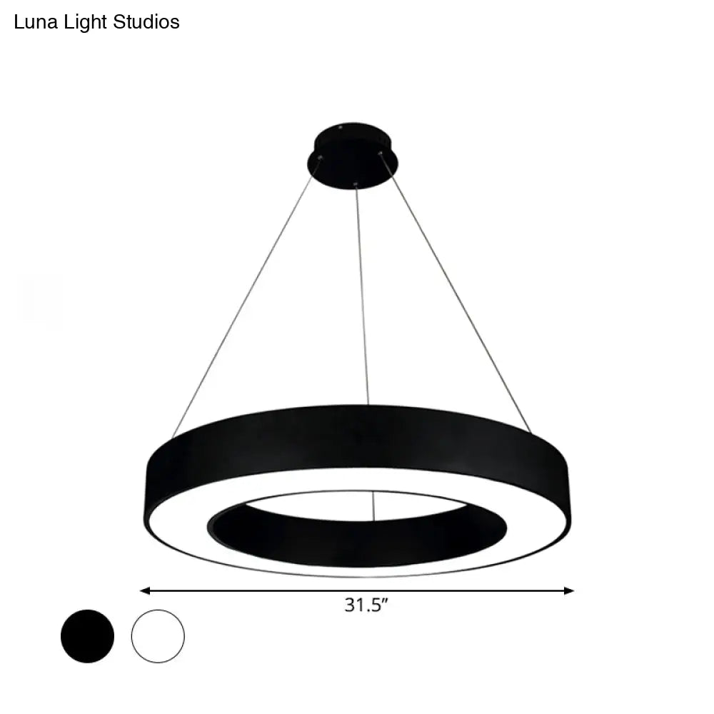 Modern Led Ceiling Lamp With Halo Ring Pendant Lighting In Black/White Acrylic Shade