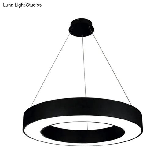Modern Led Ceiling Lamp With Halo Ring Pendant Lighting In Black/White Acrylic Shade