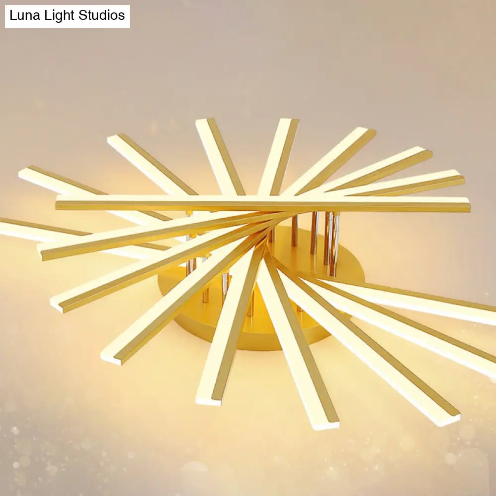 Modern Led Ceiling Light - Fan-Shaped Acrylic Semi Flush Fixture For Living Room