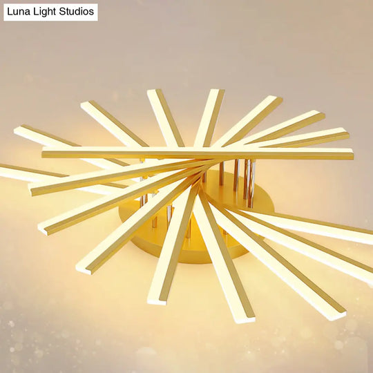 Modern Led Ceiling Light - Fan-Shaped Acrylic Semi Flush Fixture For Living Room