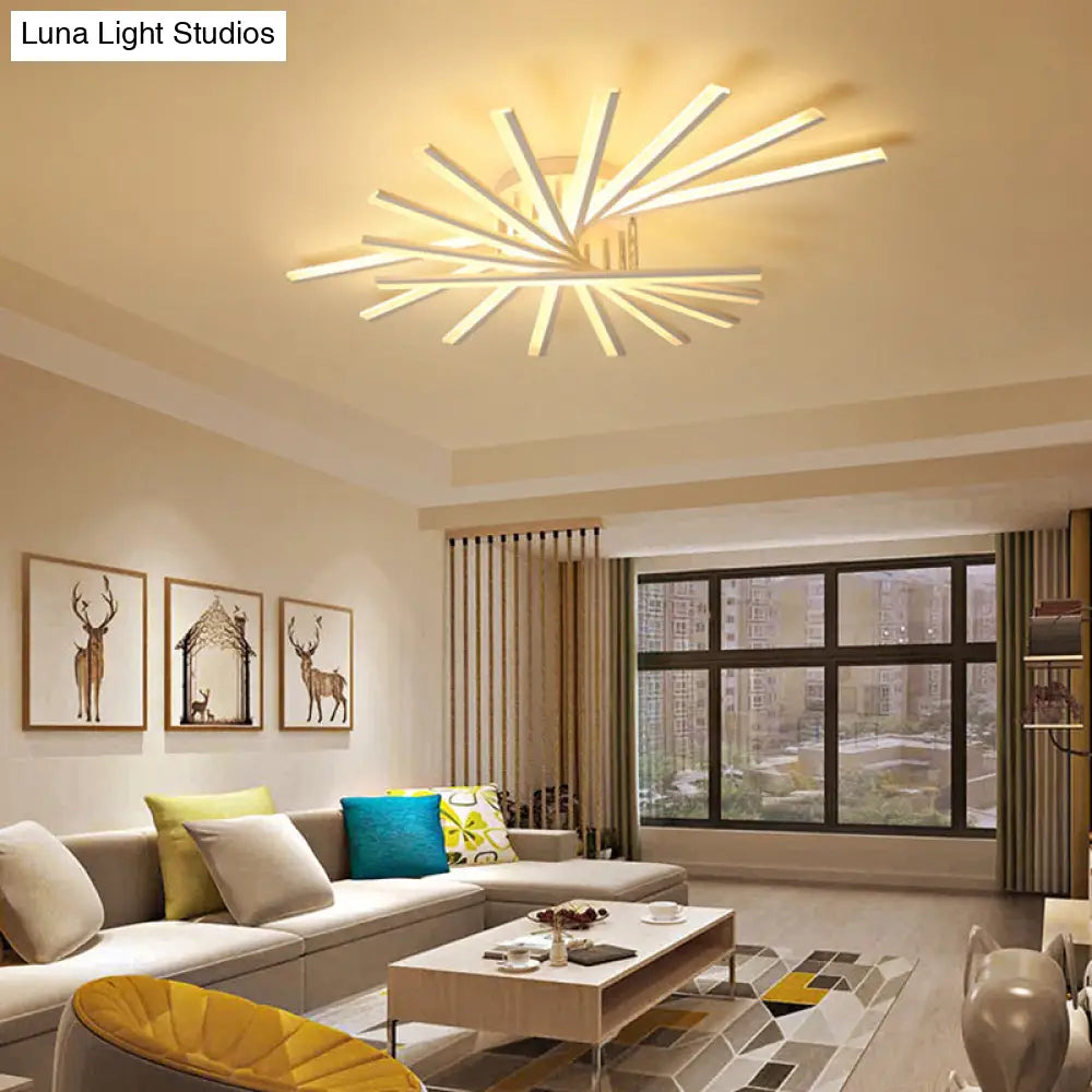 Modern Led Ceiling Light - Fan-Shaped Acrylic Semi Flush Fixture For Living Room