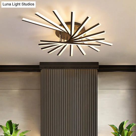 Modern Led Ceiling Light - Fan-Shaped Acrylic Semi Flush Fixture For Living Room