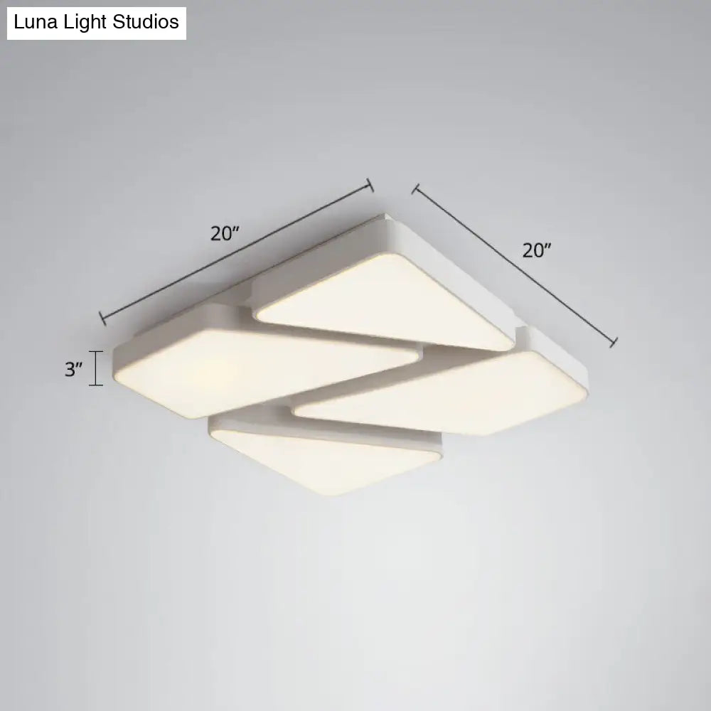 Modern Led Ceiling Light Fixture With Acrylic Diffuser For Bedroom Nordic Style Square Mount White /