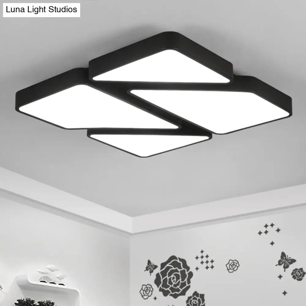 Modern Led Ceiling Light Fixture With Acrylic Diffuser For Bedroom – Nordic Style Square Mount
