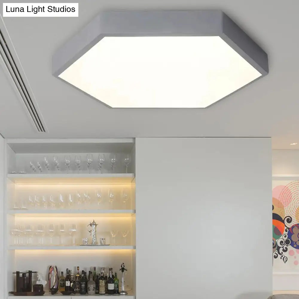 Modern Led Ceiling Light For Child Bedroom With Hexagon Shade