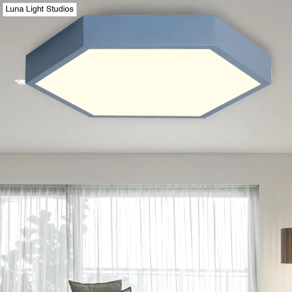 Modern Led Ceiling Light For Child Bedroom With Hexagon Shade