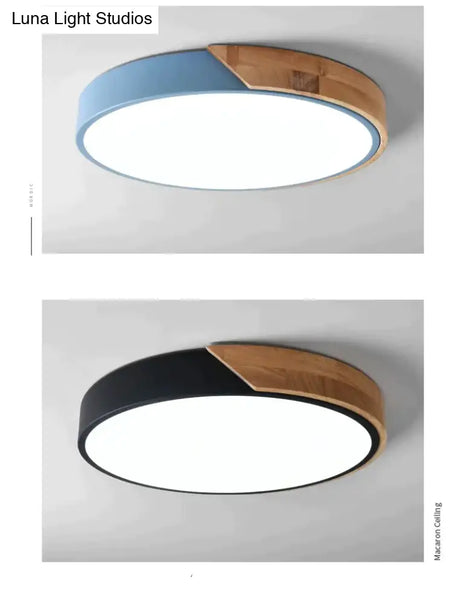 Modern Led Ceiling Light Macarons Colorful Indoor Lamp Wood Ironware Acrylic Kitchen Bedroom Foyer