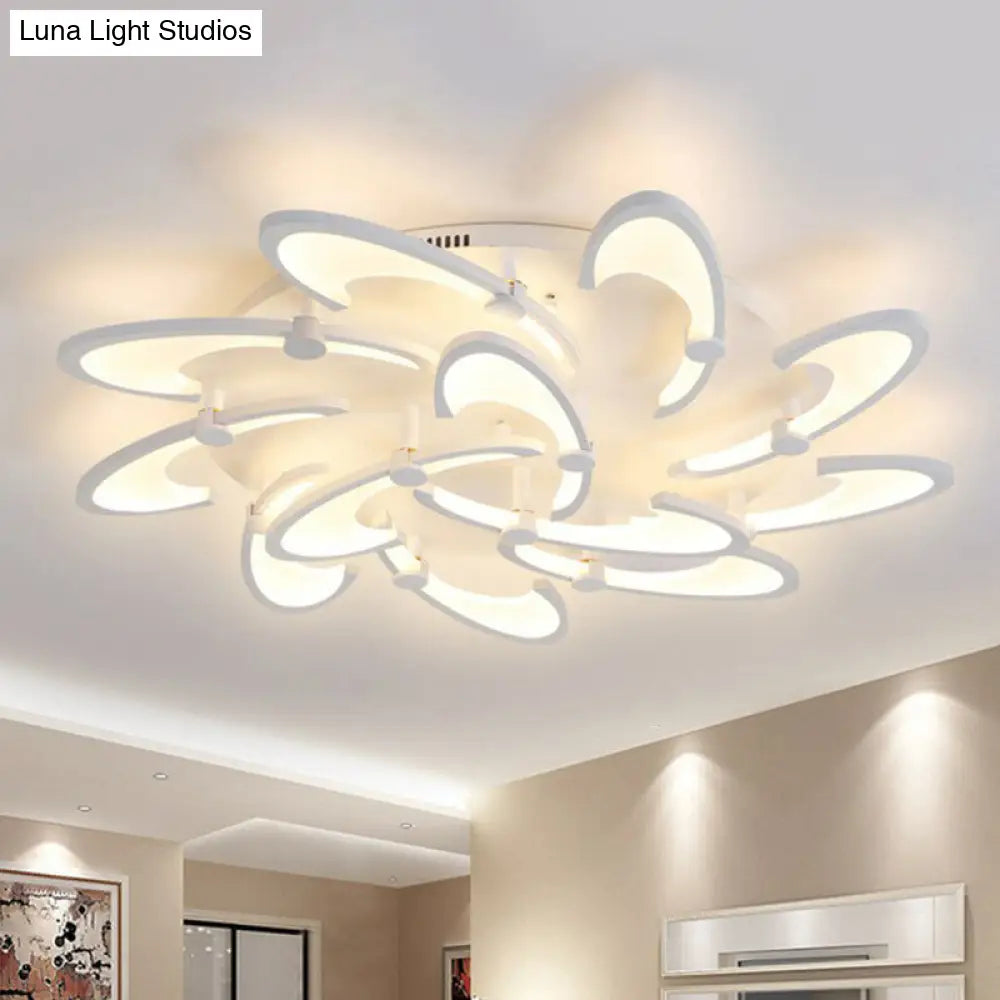 Modern Led Ceiling Light - Windmill Acrylic Semi Flush Mount In White 12 / Warm