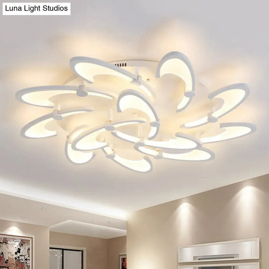 Modern Led Ceiling Light - Windmill Acrylic Semi Flush Mount In White 12 / Warm