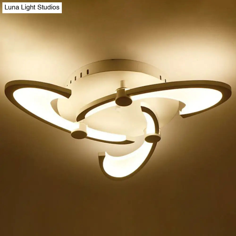 Modern Led Ceiling Light - Windmill Acrylic Semi Flush Mount In White 3 / Warm