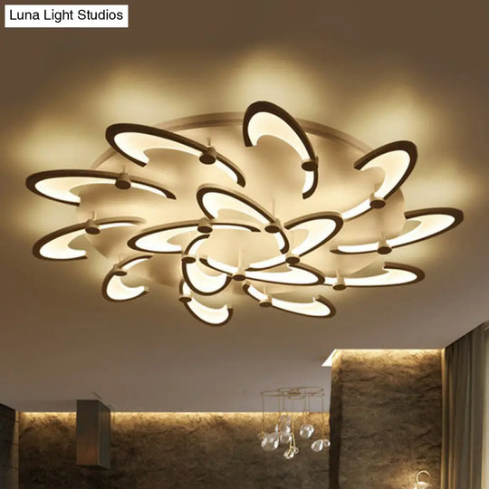 Modern Led Ceiling Light - Windmill Acrylic Semi Flush Mount In White 15 / Warm