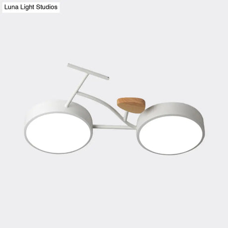 Modern Led Ceiling Light With Creative Bike Acrylic Shade For Bedroom In Gray/White/Green