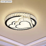 Modern Led Ceiling Light With White Moon And Star/Heart Design Crystal Block Accent - Perfect For