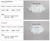 Modern Led Ceiling Lights Fixtures For Living Room White K9 Crystal Home Bedroom Lamp With Remote