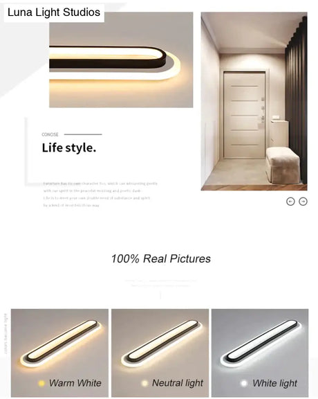 Modern Led Ceiling Lights For Living Room Bedroom Study Corridor White Black Color Surface Mounted