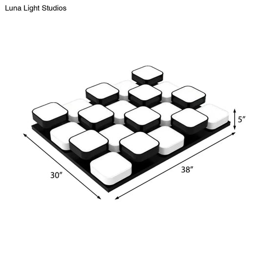 Modern Led Ceiling Mount Light - Square Kitchen Bedroom Lamp (4/6/9/12/16/20 Heads) In Black