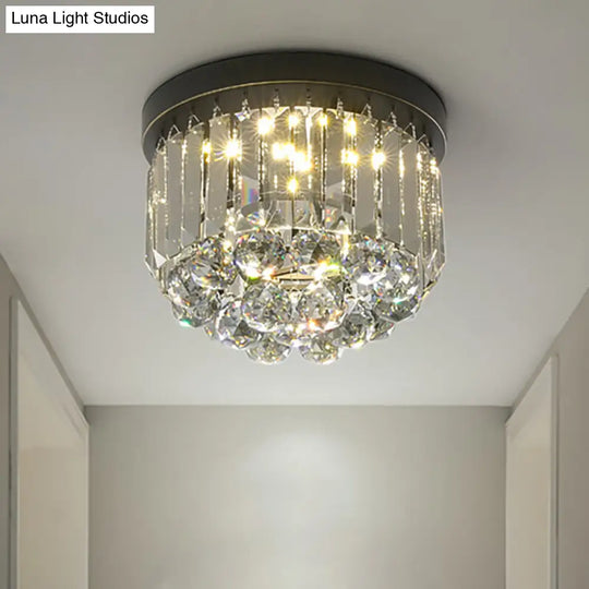 Modern Led Ceiling Mounted Fixture With Clear/Smoke Gray Crystal For Corridor - Circular Light Smoke