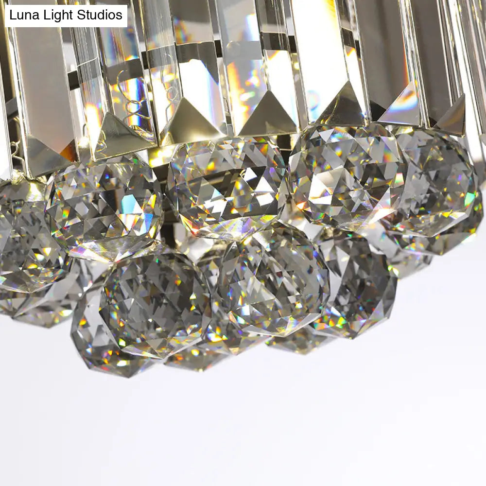 Modern Led Ceiling Mounted Fixture With Clear/Smoke Gray Crystal For Corridor - Circular Light