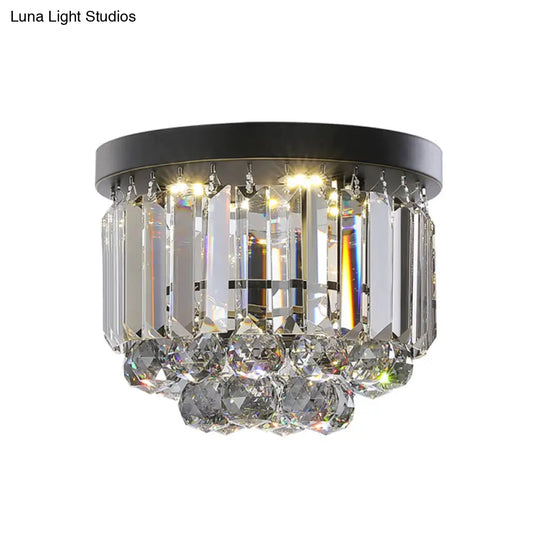 Modern Led Ceiling Mounted Fixture With Clear/Smoke Gray Crystal For Corridor - Circular Light