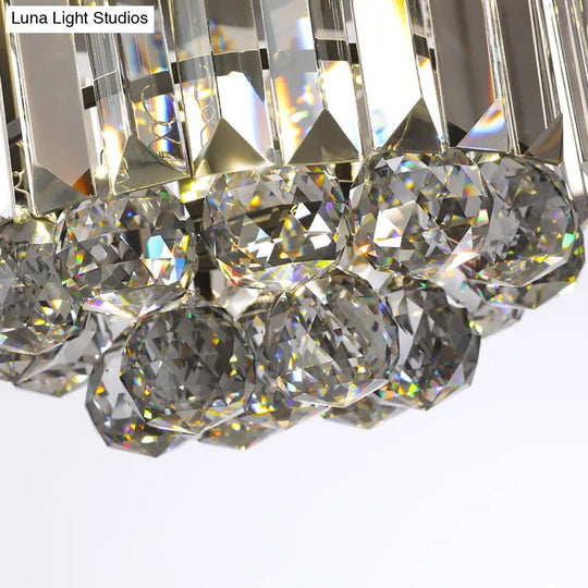 Modern Led Ceiling Mounted Fixture With Clear/Smoke Gray Crystal For Corridor - Circular Light