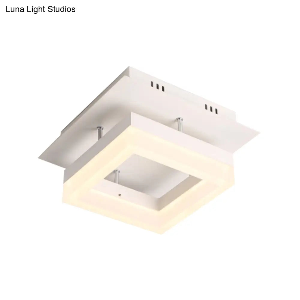 Modern Led Ceiling Semi Flush Mount Light - Acrylic Round/Square Shape Warm/White Lighting For