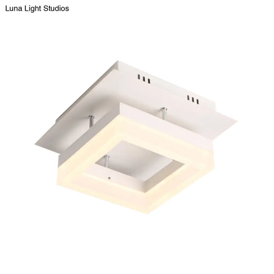 Modern Led Ceiling Semi Flush Mount Light - Acrylic Round/Square Shape Warm/White Lighting For