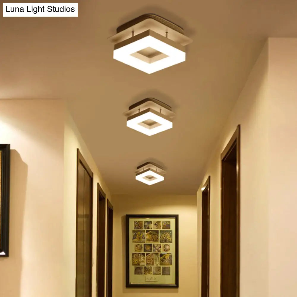 Modern Led Ceiling Semi Flush Mount Light - Acrylic Round/Square Shape Warm/White Lighting For