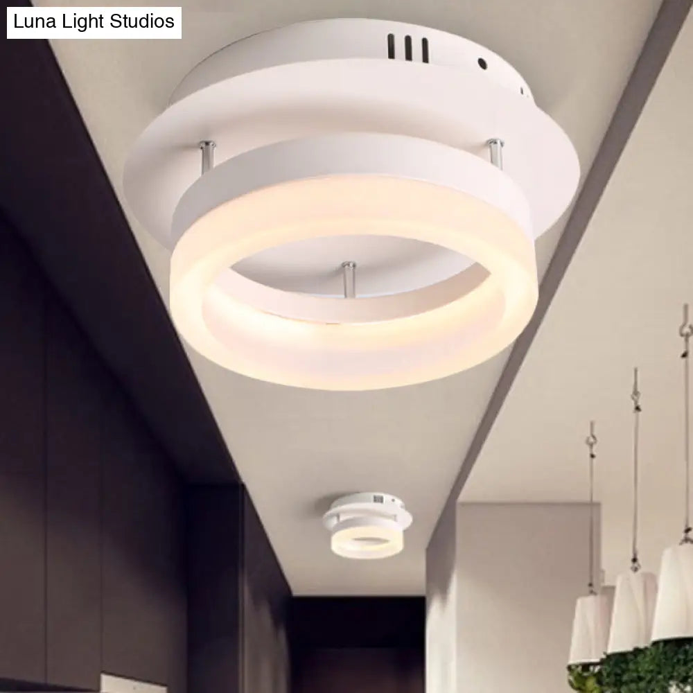 Modern Led Ceiling Semi Flush Mount Light - Acrylic Round/Square Shape Warm/White Lighting For