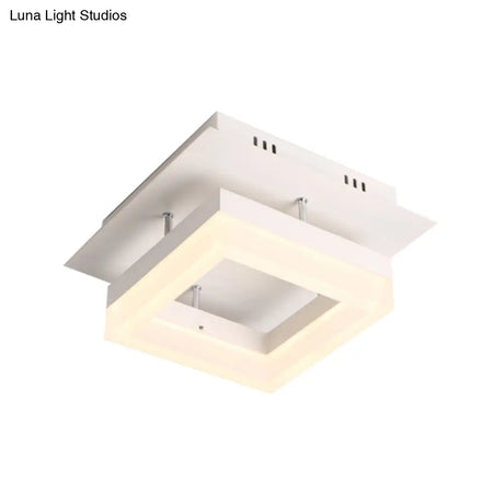 Modern Led Ceiling Semi Flush Mount Light - Acrylic Round/Square Shape Warm/White Lighting For