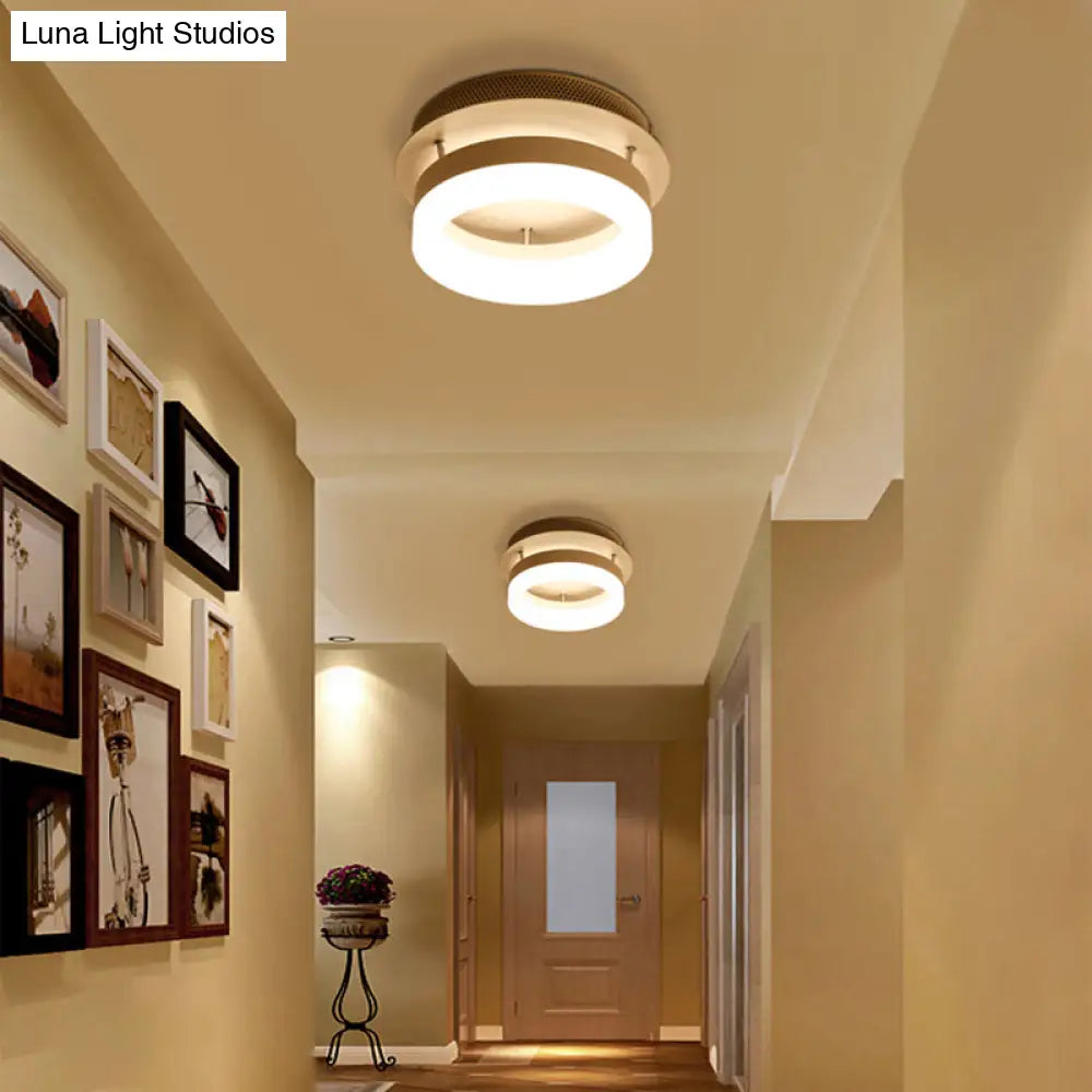 Modern Led Ceiling Semi Flush Mount Light - Acrylic Round/Square Shape Warm/White Lighting For
