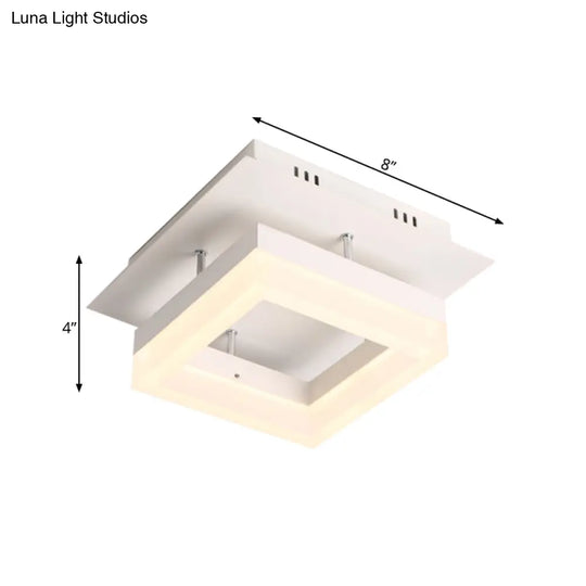 Modern Led Ceiling Semi Flush Mount Light - Acrylic Round/Square Shape Warm/White Lighting For
