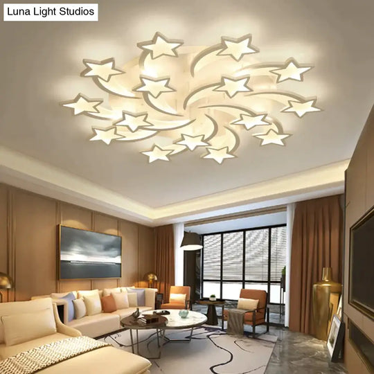 Modern Led Chandelier Art Deco Room Indoor Lamp White Star For Living Dining Bedroom Kid’s