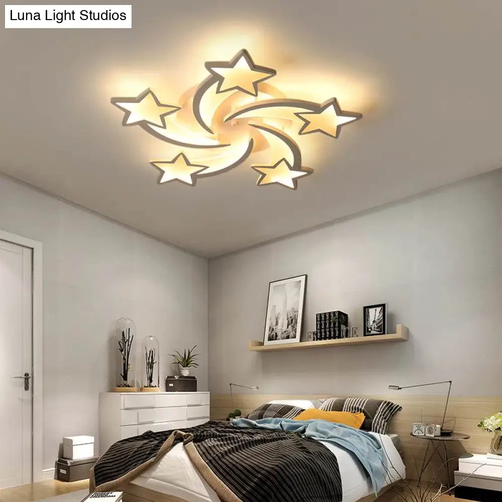 Modern Led Chandelier Art Deco Room Indoor Lamp White Star For Living Dining Bedroom Kid’s