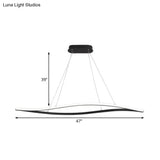 Modern Led Chandelier Lamp - Acrylic Shade White/Black Wave Design Hangs In White/Warm/Natural Light