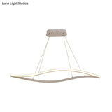 Modern Led Chandelier Lamp - Acrylic Shade White/Black Wave Design Hangs In White/Warm/Natural Light