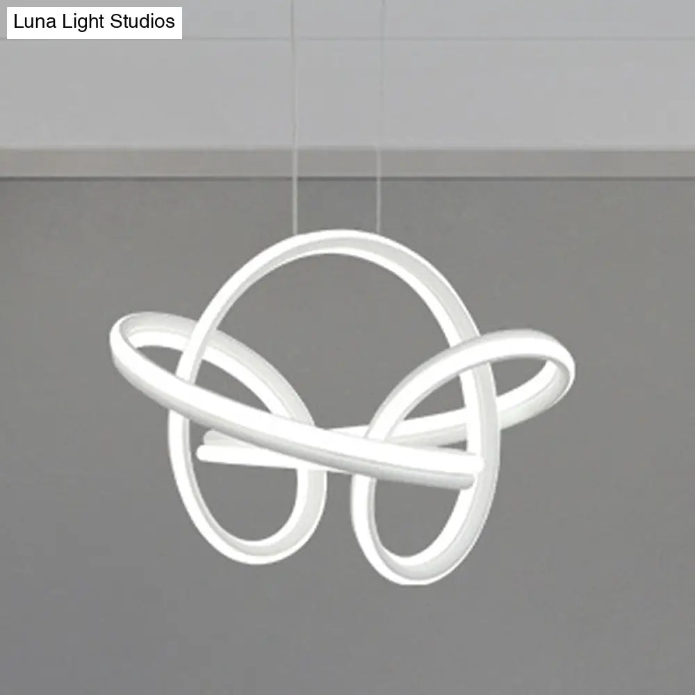 Modern Led Chandelier: Sleek Curve Design Acrylic White/Coffee Pendant Light For Living Room