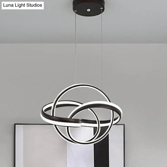 Modern Led Chandelier: Sleek Curve Design Acrylic White/Coffee Pendant Light For Living Room