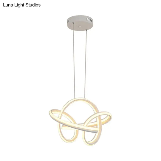 Modern Led Chandelier: Sleek Curve Design Acrylic White/Coffee Pendant Light For Living Room